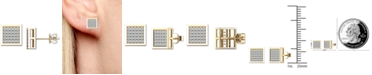 Macy's Diamond Square Cluster Stud Earrings (1/6 ct. t.w.) in Gold-Plated Sterling Silver
